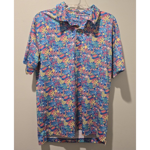 Chubbies Tropical Banana Palm Tree Print Polo Shirt Mens Small Golf‎ - Picture 1 of 3